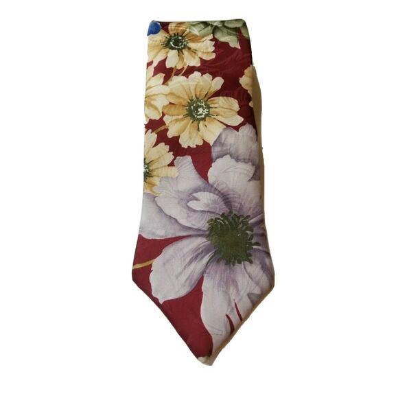Camden Court Floral Silk Mens Neck Tie Flowers Neckwear Flower Necktie - Picture 2 of 4